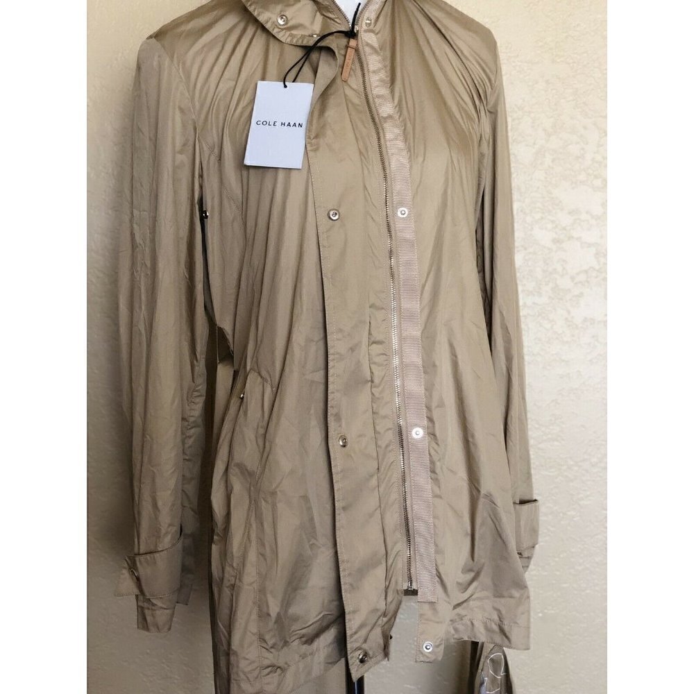 Cole Haan Womens Weather Resistant Belted Packable Raincoat Size L  - Picture 5 of 12